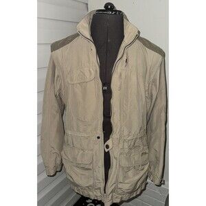 Vintage LL Bean Khaki Beige Safari Utility Cargo Field Coat Jacket Womens Medium